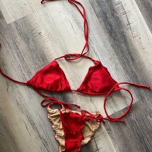 Ruffle red bikini